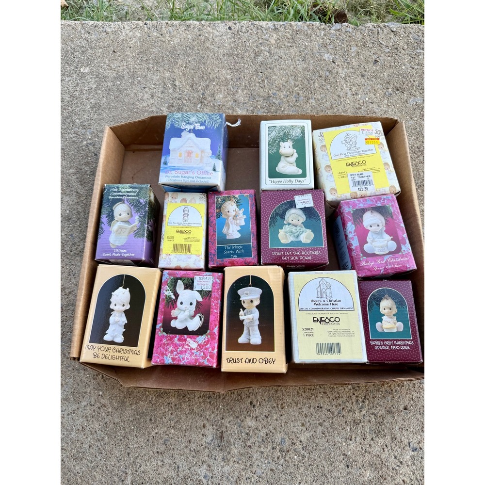 Lot of 13 Vintage Precious Moments Enesco Christmas Ornaments Sugar Town Boxed